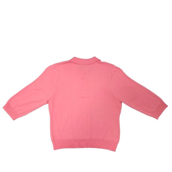 Tres You Vintage Pink Knit Polo Sweater Top 3/4 Sleeve Collared Preppy Retro XL - Picture 6 of 8